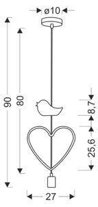 Dětský lustr na lanku HEART 1xE27/20W/230V růžová/bílá