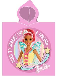 Dětské / dívčí plážové pončo - osuška s kapucí Barbie a kouzelný jednorožec - 100% bavlna - 50 x 115 cm