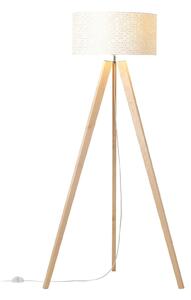 Stojací lampa Galance, bílá dřevěný třínohý stojan