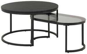 SADA KONFERENČNÍCH STOLKŮ, černá, kov, sklo, kompozitní dřevo, 70/42/70 cm MID.YOU - Konferenční stolky, Online Only