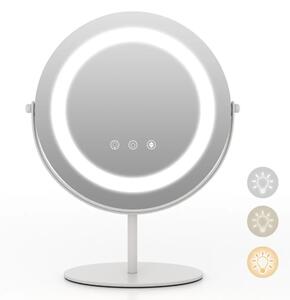 Kosmetické zrcadlo s LED osvětlením, stmívatelné, bílé, průměr 25 cm HU10609DE-WH