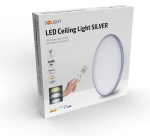 SOLIGHT LED stropní světlo Silver 24W, 1800lm, stmívatelné, dálkové ovládání, kruhové 38cm