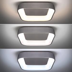 SOLIGHT LED stropní světlo čtvercové Treviso, 48W, 2880lm, stmívatelné, dálkové ovládání, šedá