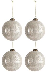 4ks vánoční stříbrno-oříšková skleněná ozdoba - Ø10 cm