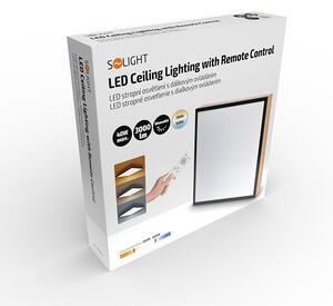 SOLIGHT LED stropní osvětlení s dálkovým ovládáním, čtvercové, dekor dřeva, 3000lm, 40W, 45x45cm