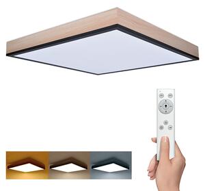 SOLIGHT LED stropní osvětlení s dálkovým ovládáním, čtvercové, dekor dřeva, 3000lm, 40W, 45x45cm