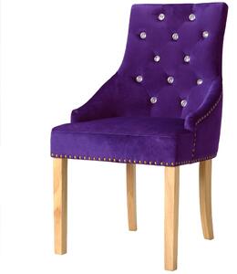 Jídelní židle 2 ks fialové masivní dubové dřevo a samet