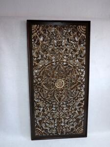 Dekorace na stěnu PANEL FLOWER - Mandala hnědá, 160x80 cm, ruční práce