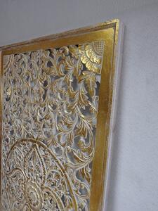 Závěsná dekorace PANEL FLOWER zlatý, 160x80 cm, ruční práce