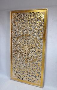 Závěsná dekorace PANEL FLOWER zlatý, 160x80 cm, ruční práce