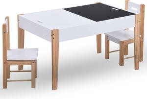 3dílná sada dětského tabulového stolu a židlí černobílá