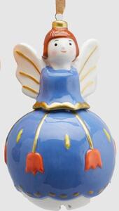 Anděl na zavěšení se zvonečkem 1ks, 12 cm - Modrá