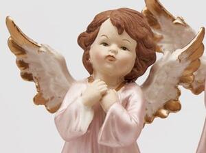 Vánoční figurka anděl v růžových šatech 1ks, 15 cm - S rukama na hrudi¨