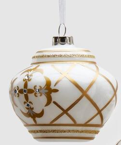 Vánoční keramická ozdoba se zlatými ornamenty 1ks, 12 cm - 1