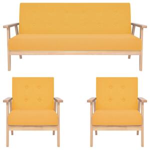 3dílná sedací souprava textilní čalounění žlutá