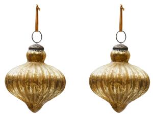 Set dvou zlatých skleněných vánočních ozdob Kave Home Raj 10 cm