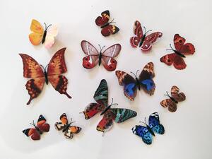 3D mnohobarevní motýlci na zeď 12 x 10 cm