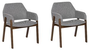 Sada 2 čalouněných jídelních židlí tmavé dřevo/ šedé ALBION