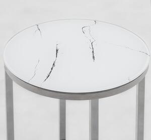 Hector Mramorový odkládací stolek Lunno 40 cm bílostříbrný