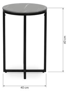 Hector Mramorový odkládací stolek Lunno 40 cm černý