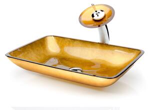 Waterfall Zlatý umyvadlový set obdelníkový Orange Gold