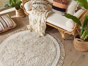 Kulatý bavlněný koberec ⌀ 140 cm béžový BITLIS
