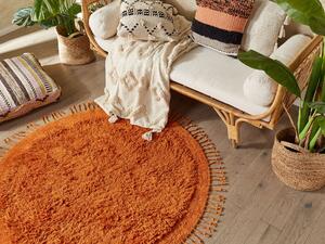 Kulatý bavlněný koberec ⌀ 140 cm oranžový BITLIS
