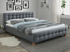 Čalouněná manželská postel MADLENA - 160x200 cm, šedá
