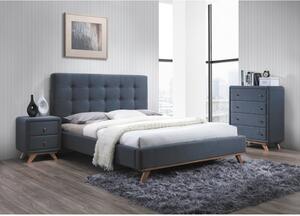 Čalouněná manželská postel VENETA - 160x200 cm, šedá