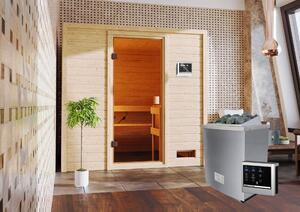 AKCE: Finská sauna KARIBU ADELINA (6168) - set s kamny 9,0 kW (80637)