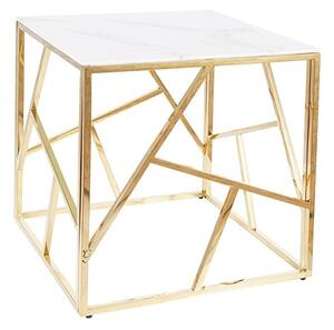 Designový odkládací stolek PIM 2 - bílý mramor, zlatý
