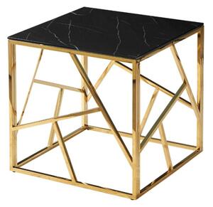Designový odkládací stolek PIM 2 - černý mramor, zlatý