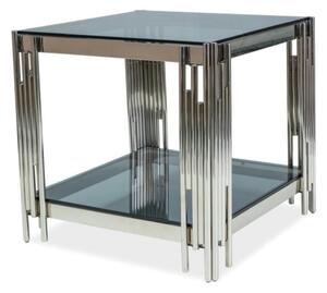 Odkládací stolek FRYDERYK - sklo / stříbrný