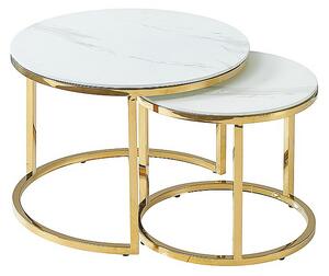 Set konferenčních stolků MARIOS 2 - bílý mramor / zlatý