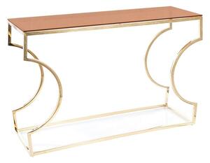 Konzolový stolek VASIL - jantarové sklo / zlatý