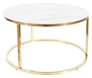 Kulatý konferenční stolek STATIS - bílý mramor / zlatý