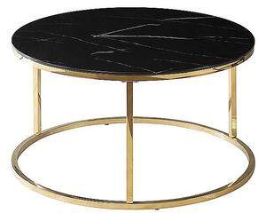 Kulatý konferenční stolek STATIS - černý mramor / zlatý