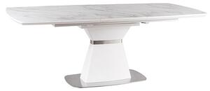 Rozkládací jídelní stůl GLEB - 160x90, bílý mramor / matný bílý