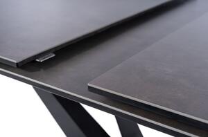 Rozkládací jídelní stůl GUNAR - šedý mramor / matný černý