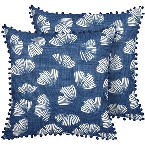 Sada 2 dekorativních polštářů DANDELION 45 x 45 cm Tmavě modrá Rostlinný vzor