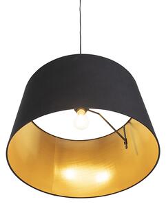 Závěsná lampa s bavlněným stínidlem černá se zlatem 50 cm - Combi