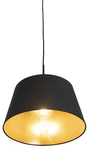 Závěsná lampa s bavlněným stínidlem černá se zlatem 32 cm - Combi