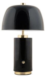 Černá LED stmívatelná stolní lampa s kovovým stínidlem (výška 30 cm) Freya – Leitmotiv
