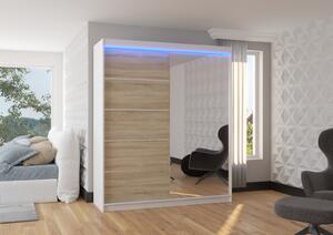 Sliding wardrobe with mirror and lighting LED CARO 180