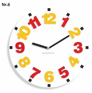 Kulaté hodiny pro děti s velkými čísly Žlutá