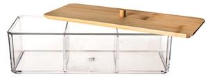Arte Regal Úložný box s bambusovým víkem, 3 přihrádky, WHITNEY