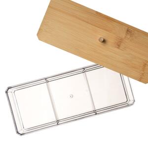 Arte Regal Bambusový box s víkem, průhledný akryl, 3 přihrádky, WHITNEY