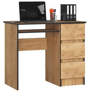 Ak furniture Psací stůl A-6 90 cm dub craft zlatý pravý