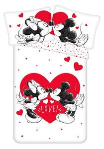 JERRY FABRICS Povlečení Mickey a Minnie Love and heart Bavlna, 140/200, 70/90 cm