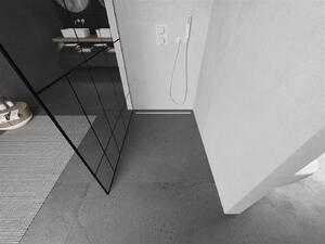 Mexen Kioto, Walk-In sprchová zástěna 70 x 200 cm, 8mm sklo čiré/černý vzor, bílý profil, 800-070-101-20-78